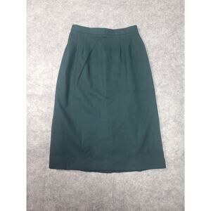 Vintage Women's Diane Richard 8 Dark Green Wool Midi Pencil Skirt Academia